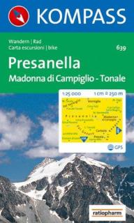 KOMPASS 639 Presanella, Madonna di Campiglio, Passo del Tonale 1:25t mapa (oblasť Talianska - Tirolsko, Benátsko, Furlansko)