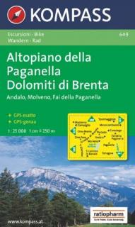 KOMPASS 649 Altopiano della Paganella 1:25t turistická mapa (oblasť Talianska - Tirolsko, Benátsko, Furlansko)