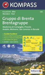 KOMPASS 688 Gruppo di Brenta,Madonna di Campiglio,Pinzolo,Andalo,Molveno 1:25t (oblasť Talianska - Tirolsko, Benátsko, Furlansko)