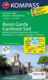 KOMPASS 695 Basso Garda, Gardasee Süd 1:25t turistická mapa (oblasť Lago di Garda)