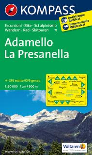 KOMPASS 71 Adamello, La Presanella 1:50t turistická mapa (oblasť Talianska - Tirolsko, Benátsko, Furlansko)