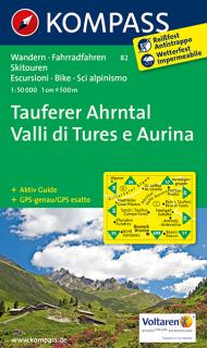KOMPASS 82 Tauferer  Ahrntal, Valle di Tures 1:50t turistická mapa (oblasť Južné Tirolsko, Dolomity)