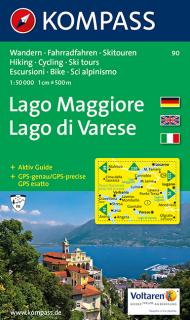 KOMPASS 90 Lago Maggiore, Lago di Varese 1:50t turistická mapa (oblasť Taliansko, severotalianske jazerá)