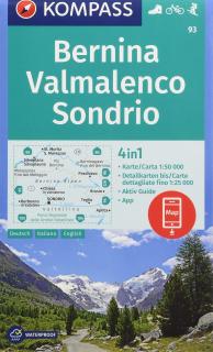 KOMPASS 93 Bernina, Valmalenco, Sondrio 1:50t turistická mapa (oblasť Taliansko, severotalianske jazerá)
