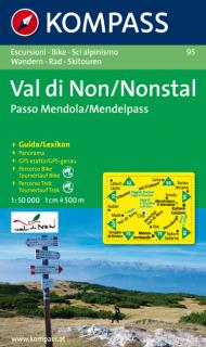 KOMPASS 95 Val di Non, Nonstal, Passo Mendola, Mendelpass 1:50t turistická mapa (oblasť Talianska - Tirolsko, Benátsko, Furlansko)