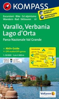 KOMPASS 97 Varallo, Verbania, Lago d´Orta, PN Val Grande 1:50t turistická mapa (oblasť Taliansko, severotalianske jazerá)