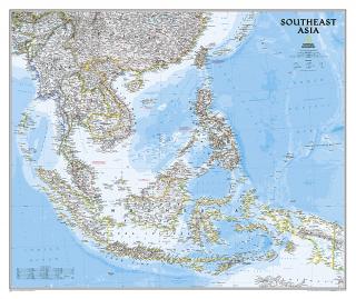 nástenná mapa Ázia Juhovýchod politická Classic 81x96cm lamino, lišty NGS