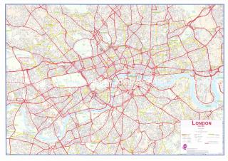 nástenná mapa Londýn Central XL 120x169cm lamino, lišty