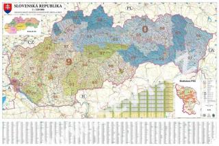 nástenná mapa Slovenská republika PSČ 90x135cm lamino, lišty