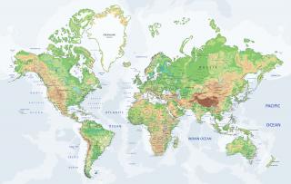 nástenná mapa Svet fyzický GENTLE tapeta 150x235cm / anglicky (dodávaná v dvoch častiach)