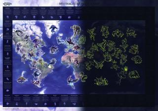 nástenná mapa Svet MONSTER svietiaca mapa v tme 59,5 x 84cm s lištami / anglicky (mapa s príšerkami, ktoré v tme  ožívajú )
