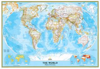nástenná mapa Svet politický CLASSIC 77x111cm, zapichovací bez rámu NGS (nástenná mapa National Geographic)