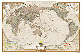 nástenná mapa Svet politický EXECUTIVE Pacifik 78x117cm, lamino plast lišty NGS (nástenná mapa National Geographic)