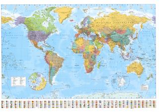 nástenná mapa Svet politický s vlajkami Color 102x138cm lamino, lišty