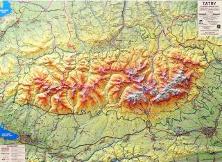 nástenná mapa Tatry 3D reliéfna plastová mapa 70x95cm