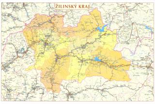 nástenná mapa Žilinský kraj administratívne členenie 66x96cm lamino, lišty