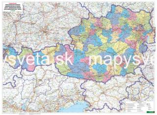 Rakúsko administratívne členenie 88x120cm lamino zapichovacia mapa bez rámu (zapichovacia mapa bez rámu)