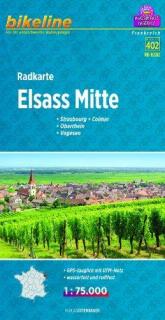 RK-ELS02 Elsass Mitte 1:75t cyklomapa Esterbauer (Colmar – Oberrhein – Sélestat – Strasbourg – Vogesen)