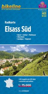 RK-ELS03 Elsass Süd 1:75t cyklomapa Esterbauer (Basel – Colmar – Mulhouse – Oberrhein – Sundgau – Vogesen)