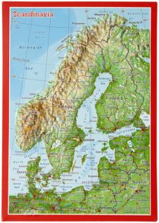 Škandinávia reliéfna 3D mapka 14,8x10,5cm