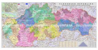 Slovensko kraje a obvody 250tis, 90x175cm lamino zapichovacie v ráme
