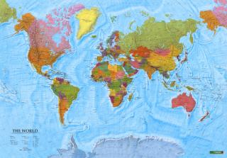 Svet politický 70x100cm, 1:40mil lamino zapichovacia nástenná mapa bez rámu
