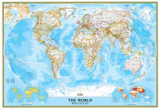 Svet politický CLASSIC 122x176cm, lamino hliníkové zaklapávacie lišty NGS (nástenná mapa National Geographic)