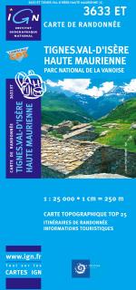 Tignes, Val d'Isère, Haute Maurienne, NP La Vanoise 1:25t turist mapa IGN.3633ET (PARC NATIONAL DE LA VANOISE)