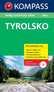 Tyrolsko (Tirolsko) Velký turistický atlas + CD s trasami Kompass (598cz) / 2012 (Tyrolsko - Tirolsko - Tirol - Tyrol)