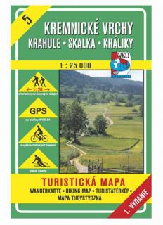 VKU 5 Kremnické vrchy,Krahule,Skalka 1:25t turistická mapa VKÚ Harmanec / 2006
