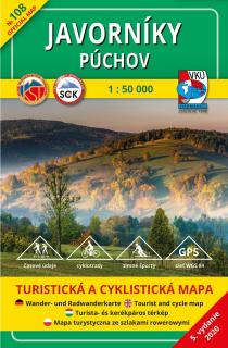 VKU108 Javorníky, Púchov 1:50t turistická mapa VKÚ Harmanec / 2020