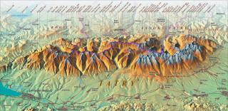 Vysoké Tatry XL 83x160cm panoramatická lamino zapichovacia mapa bez rámu (z edície  Panoramatické mapy Slovenska )
