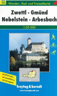 WK111 Zwettl, Gmünd, Nebelstein, Arbesbach 1:50t turistická mapa FB