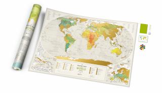 World Travel Geography nástenná stieracia mapa sveta+tubus+darček 60x88cm /angl