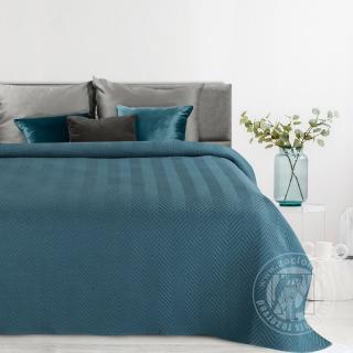 SZ Prehoz na posteľ s ľanovou štruktúrou LEN3 modrý 170x210 cm