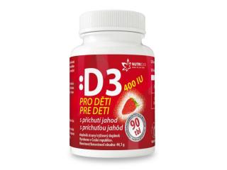 Nutricius Vitamín D3 pre deti 400 IU s príchuťou jahôd 90 tabliet (Jahodová príchuť)