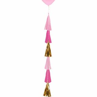 Balónový chvost strapcový zlato-ružový 70cm