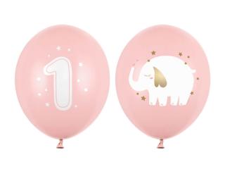Balóny 1.narodeniny dievčatko sloník 30cm 6ks