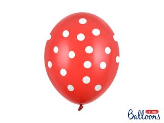 Balóny Dots červeno-biele 30cm 6ks