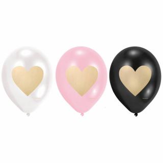 Balóny Gold Heart 22cm 6ks