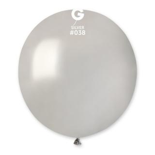 Balóny guľaté metalické strieborné 48cm 5ks