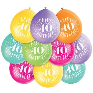 Balóny Happy 40th Birthday 22cm 10ks