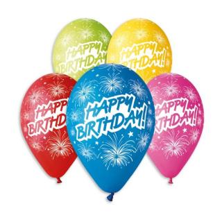 Balóny Happy Birthday Fireworks 30cm 25ks