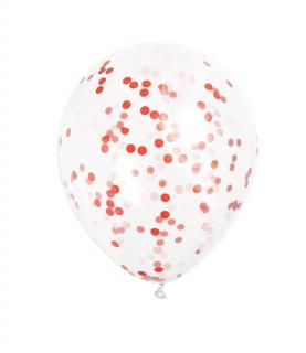 Balóny s konfetami červené 30cm 6ks
