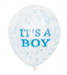 Balóny s konfetami Its a boy 30cm 6ks