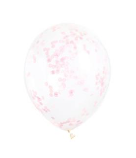 Balóny s konfetami svetloružové 30cm 6ks