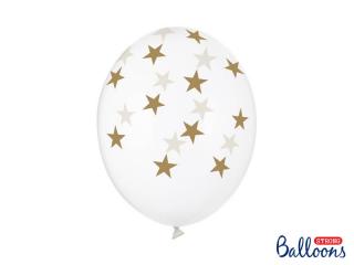 Balóny zlaté hviezdy priesvitné 30cm 6ks