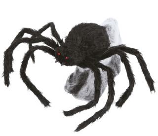 Chlpatý pavúk na pavučine s efektmi 70cm