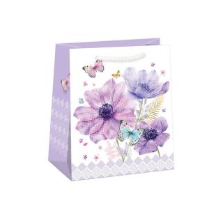 Darčeková taška Fialové kvety a motýle 19x23x11,5cm