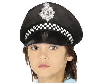 Detská policajná čiapka čierna s odznakom